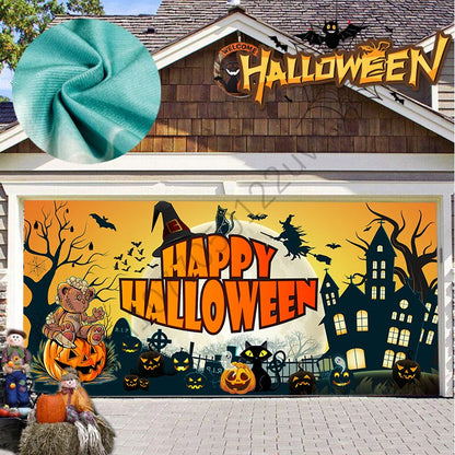 Spooky Halloween Garage Door Banner-Large Outdoor Decoration Perfect for Party Backdrops & Holiday Celebrations No Power Needed